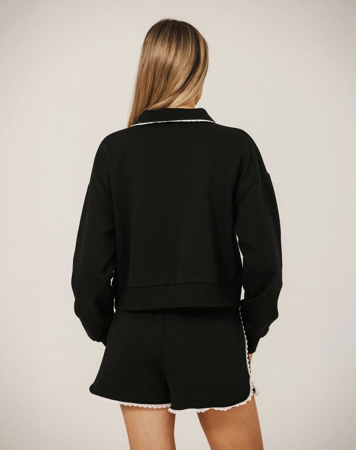 Brunette the Label Lace Trim Collared Sweater