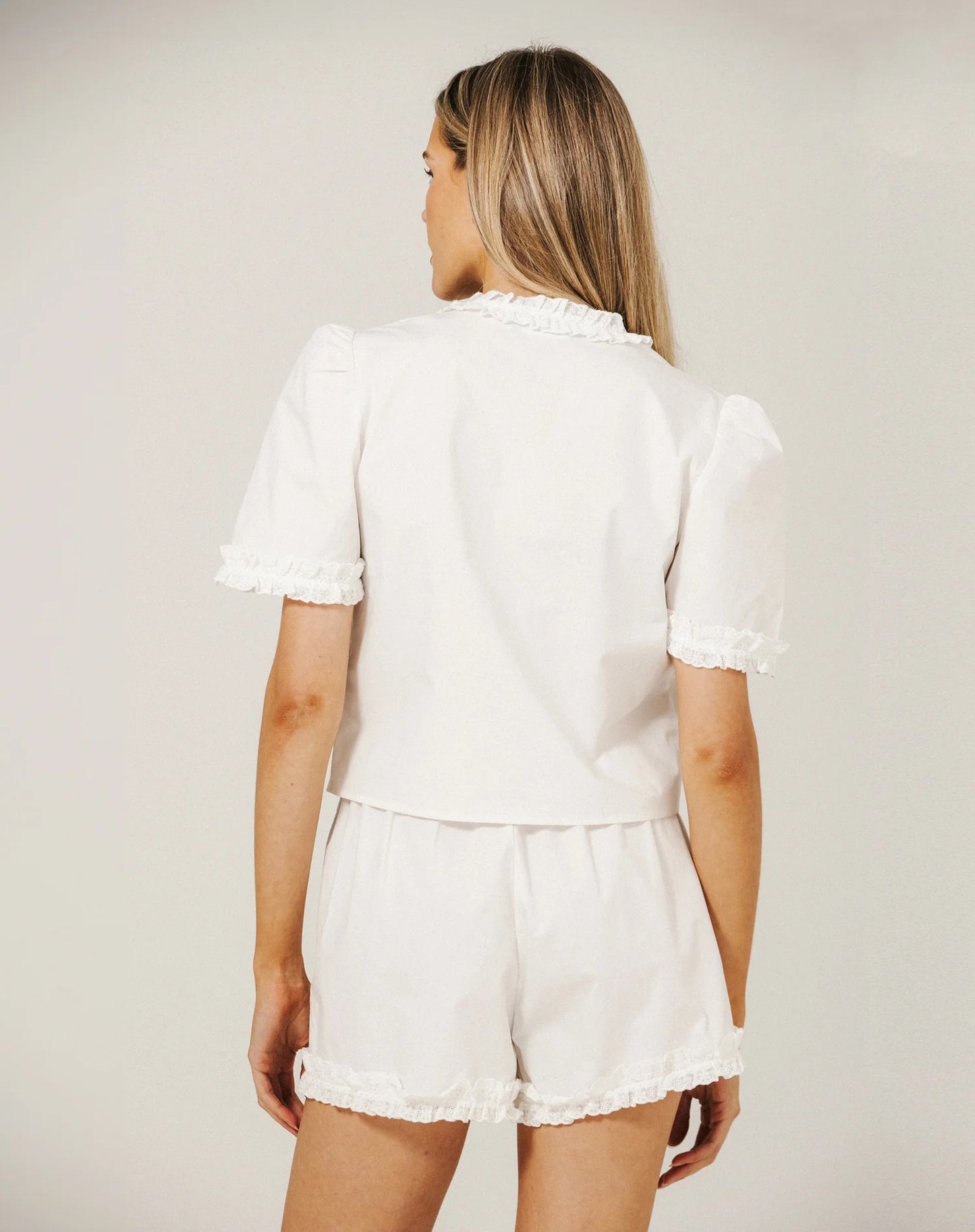 Brunette the Label Cotton Poplin Ruffle Top