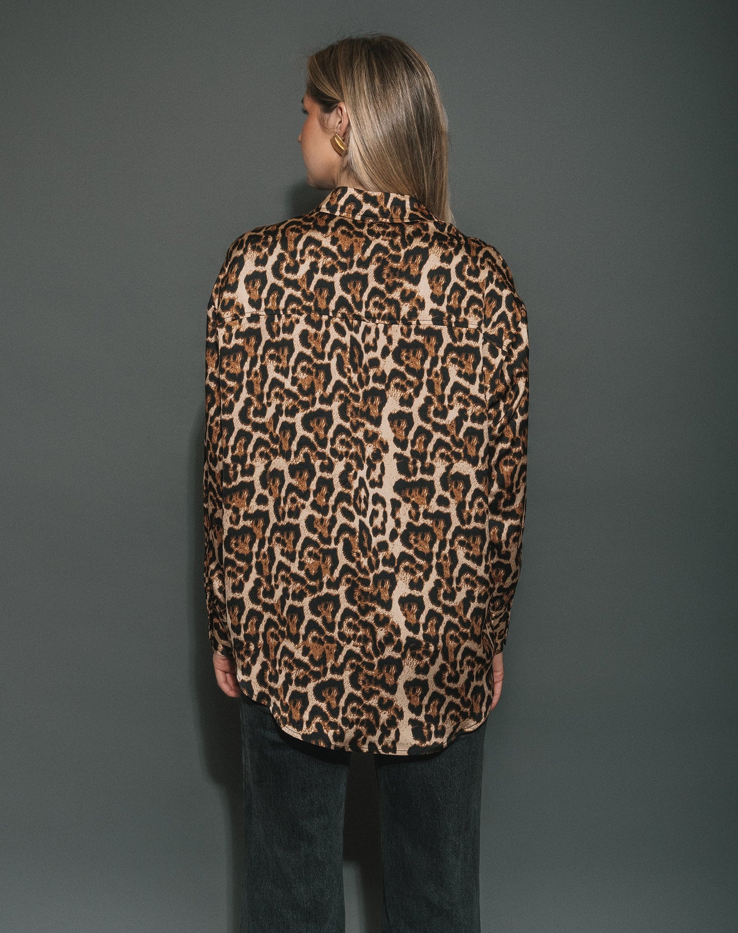 Bianca Satin Button Up - Leopard