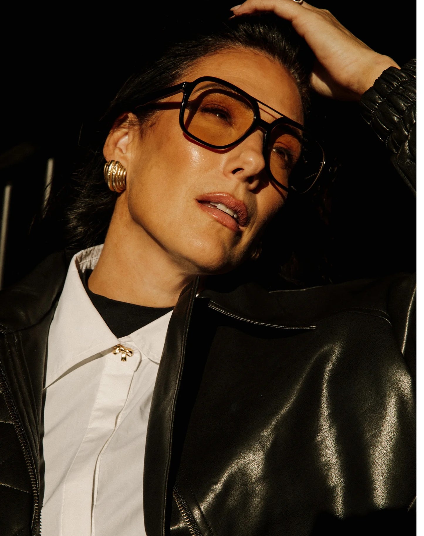 Brunette the Label Poplin Bow Button Up Shirt - White