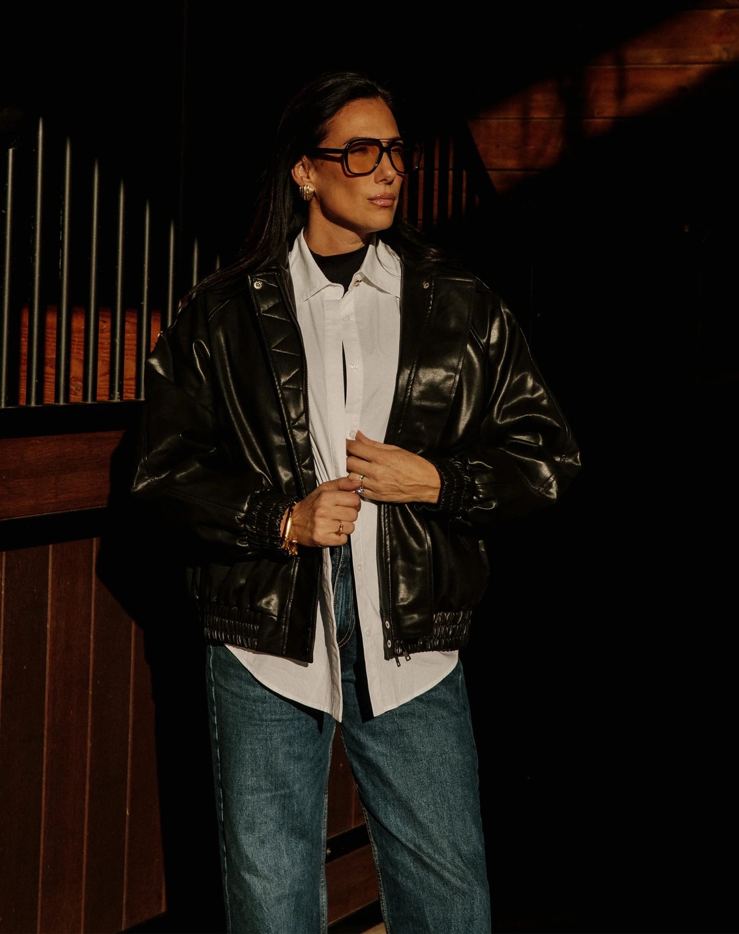 Brunette the Label Christine Oversized Bomber - Black