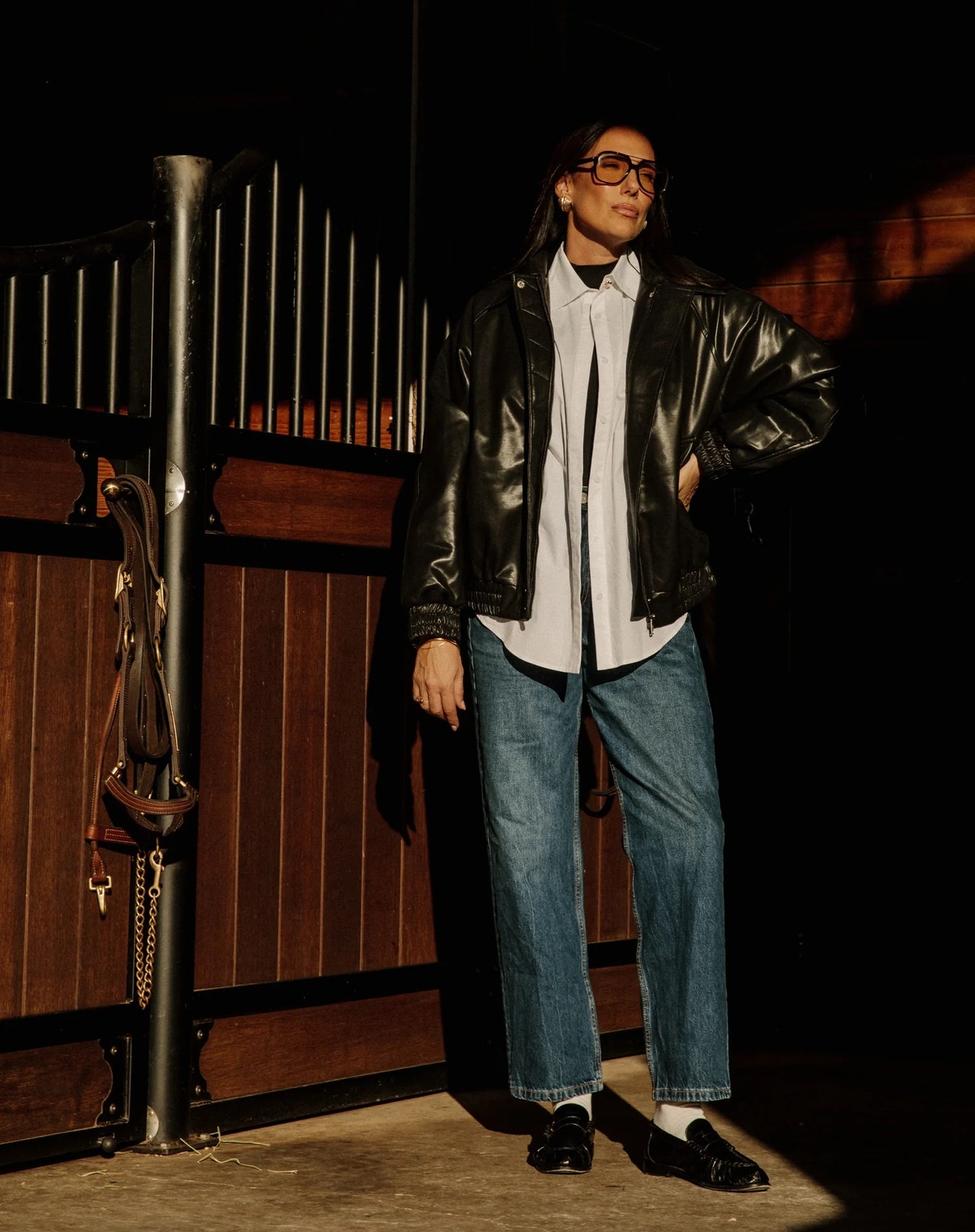 Brunette the Label Christine Oversized Bomber - Black