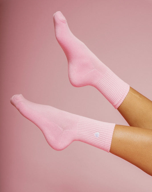 Brunette the Label Heart Socks - Pink with White