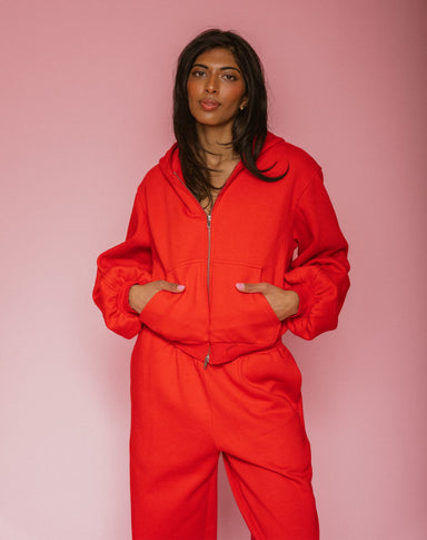 Bubble Low Rise Sweats - Red