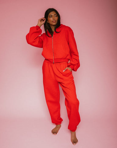 Bubble Low Rise Sweats - Red