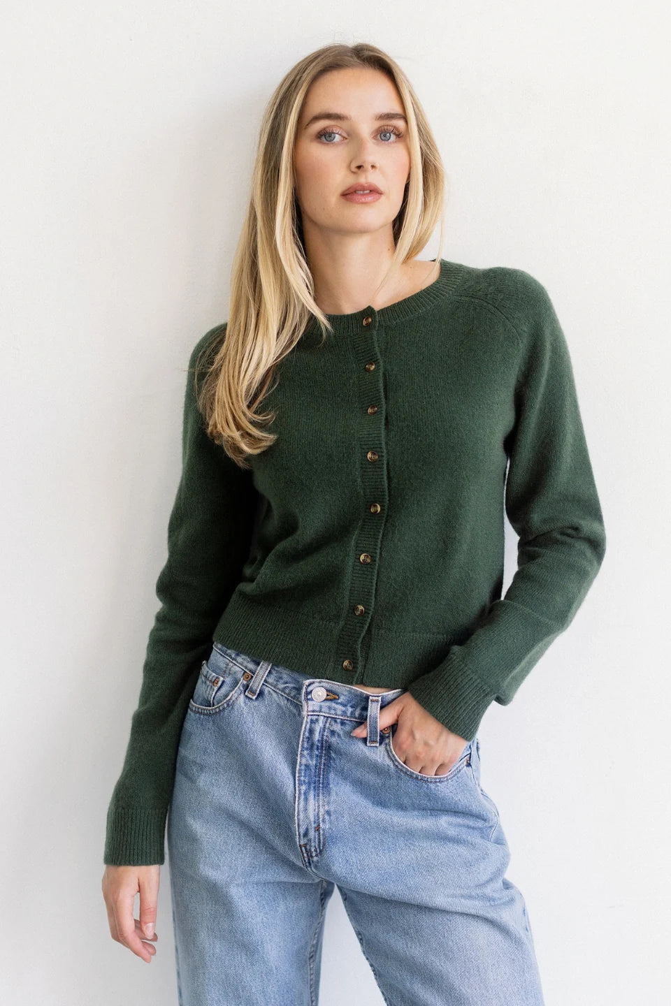 Brunette the Label Little Sister Cardigan - Chive