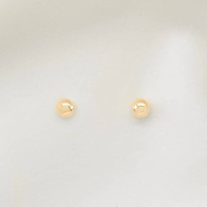 Petite Gold Ace Ball Stud Earrings - 5mm