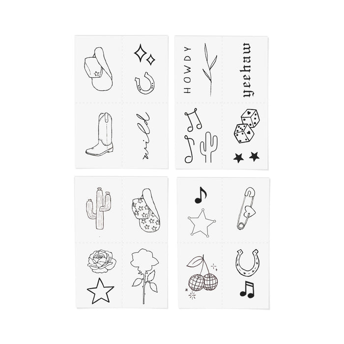 Disco Cowgirl Temporary Tattoo Pack