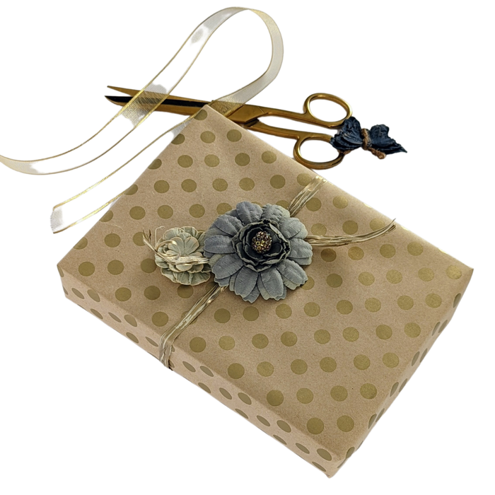 Natural Kraft Wrapping Paper With Gold Dots - 24" x 360''