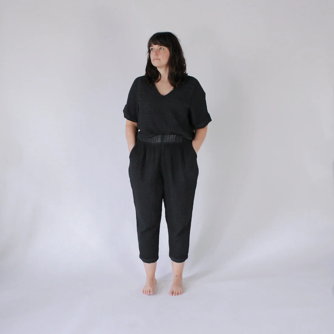 Crinkle Slouchy Pants - Black
