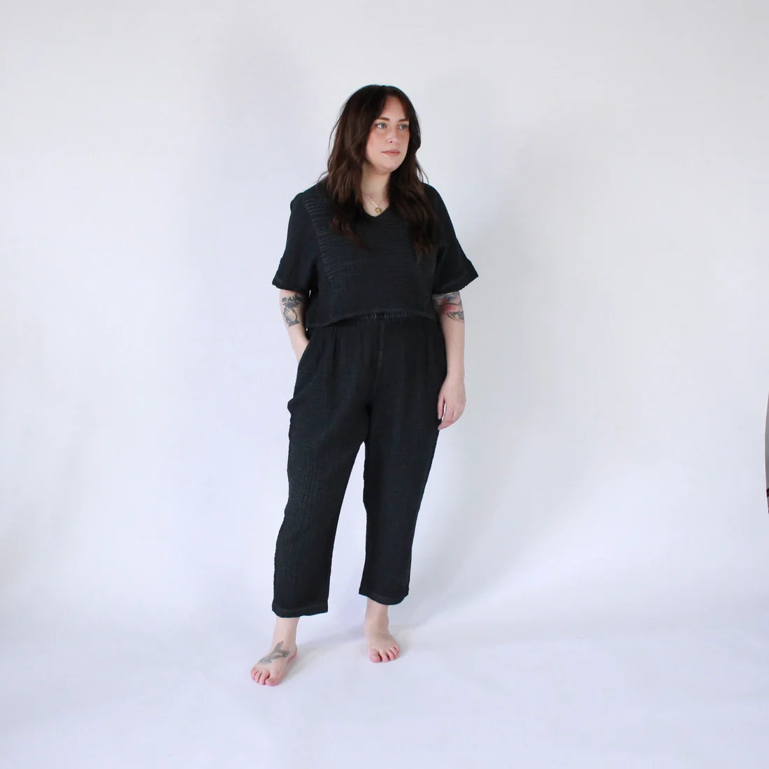 Crinkle Slouchy Pants - Black