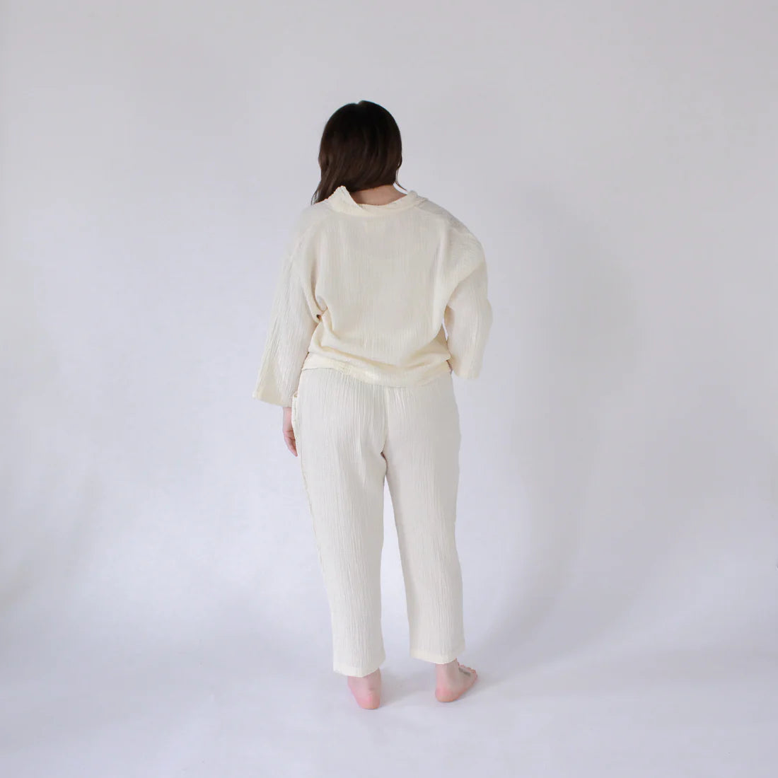 Crinkle Slouchy Pants - Cream