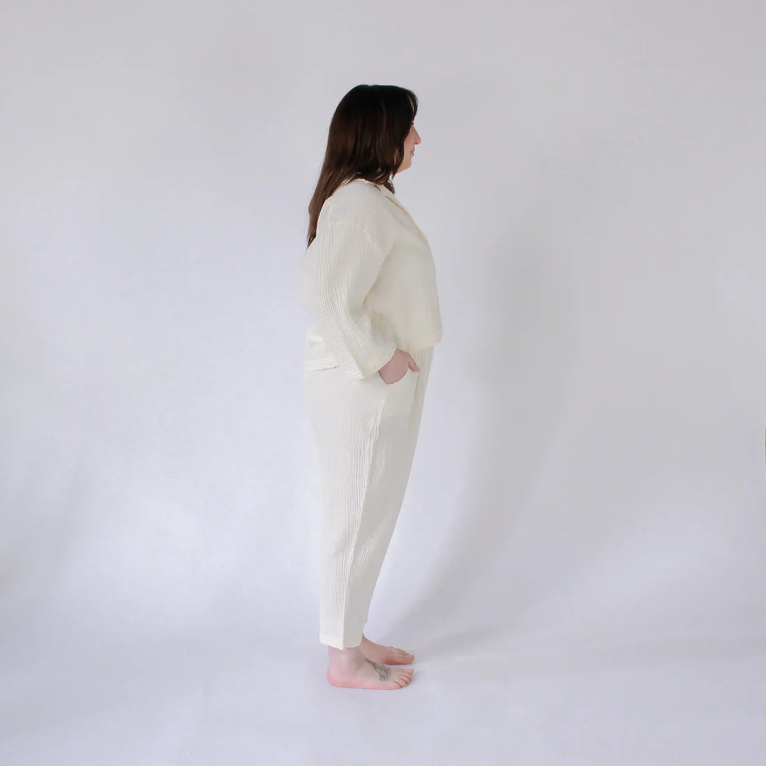 Crinkle Slouchy Pants - Cream