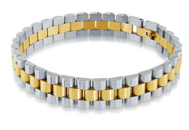  Watch Band Link Bracelet - Two Tone