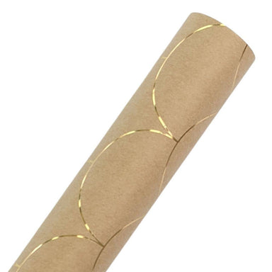 Natural Kraft Wrapping Paper With Gold Foil Scallop Detail - 24" W x 30"