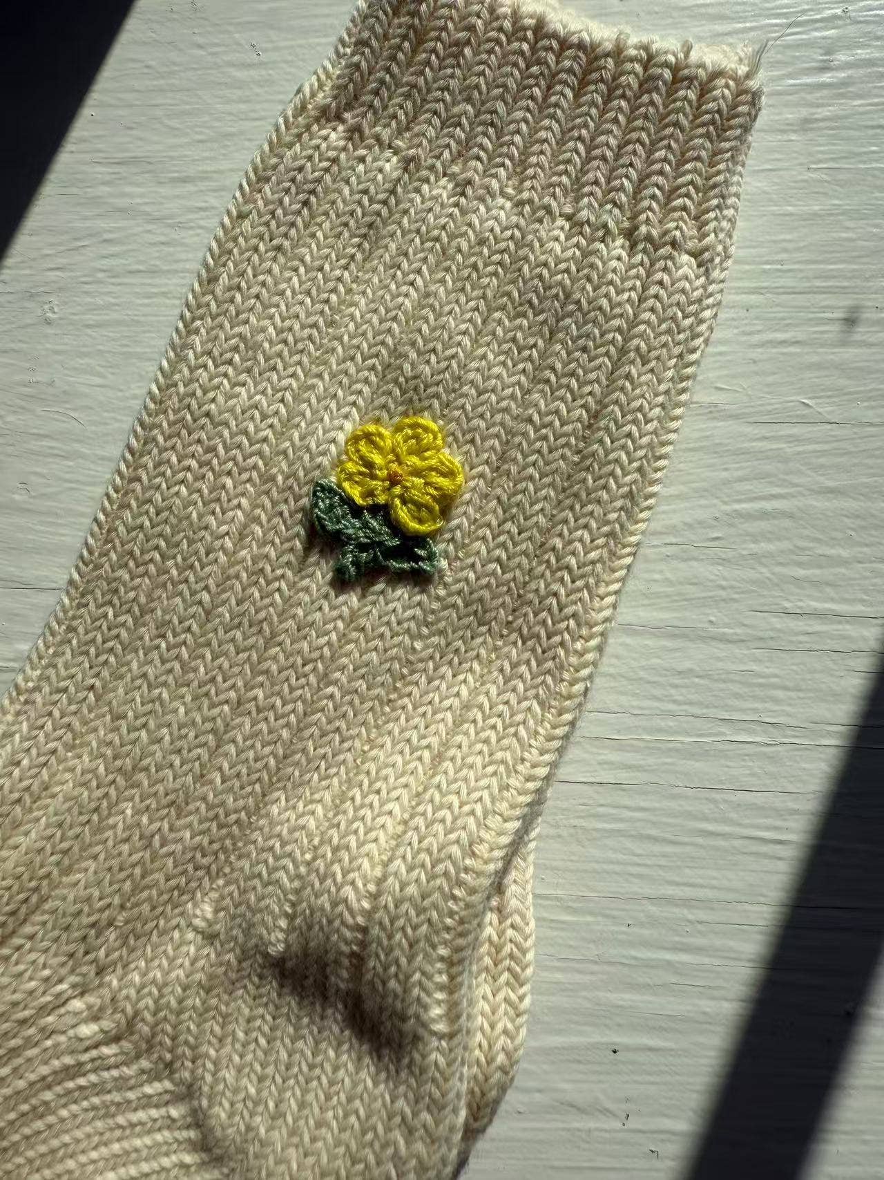 Crochet Wildflower Socks - Various Colours