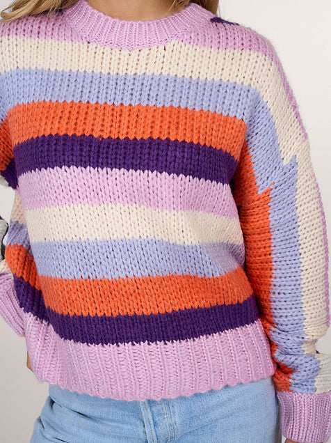 Arlene Sweater - Lilac Stripe