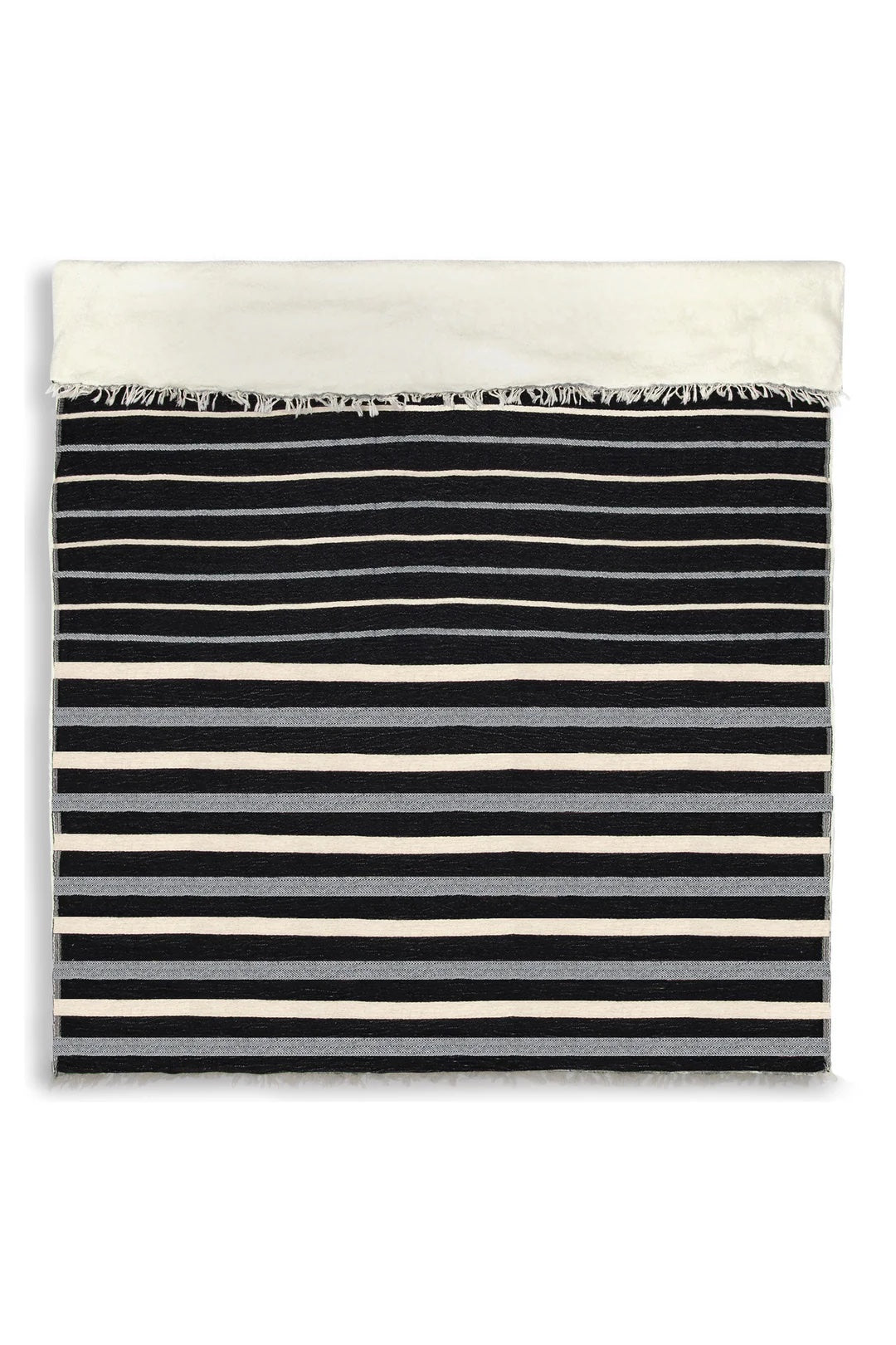 Tofino Towel Co. Winslow Striped Linen Blend Fleece Throw - Black