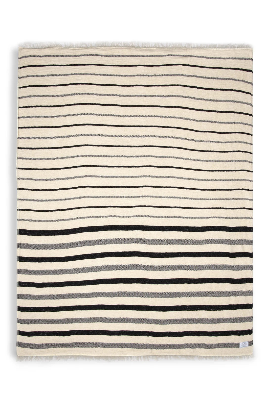 Tofino Towel Co. Winslow Striped Linen Blend Fleece Throw - Ecru