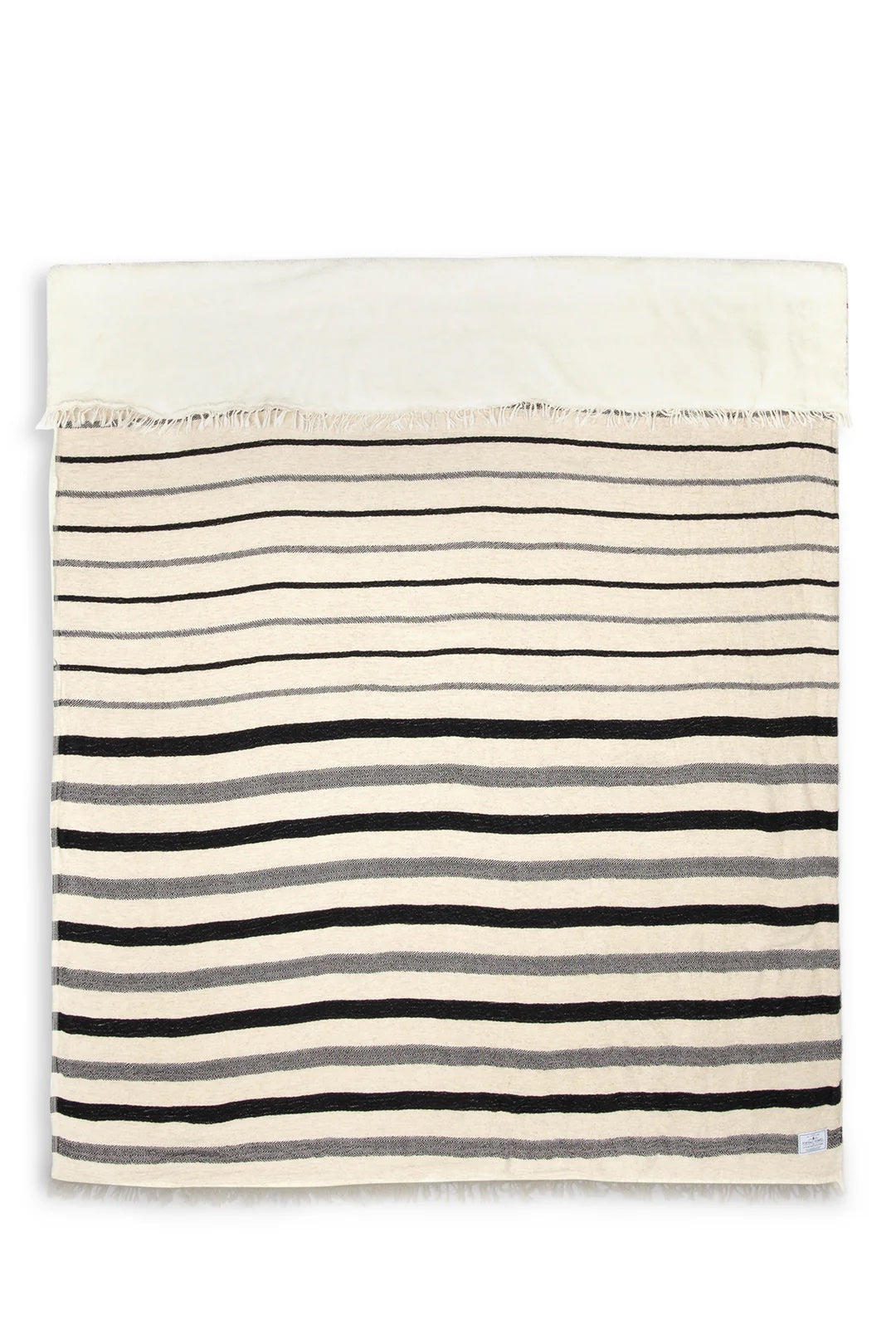 Tofino Towel Co. Winslow Striped Linen Blend Fleece Throw - Ecru