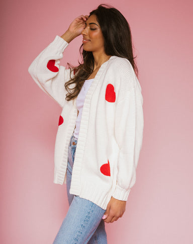 Audrey All Over Heart Oversized Cardigan