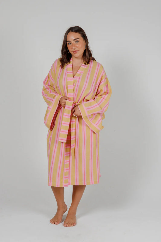 Tofino Towel Co. The Mistral Unisex Striped Belted Robe - Sunset Mix