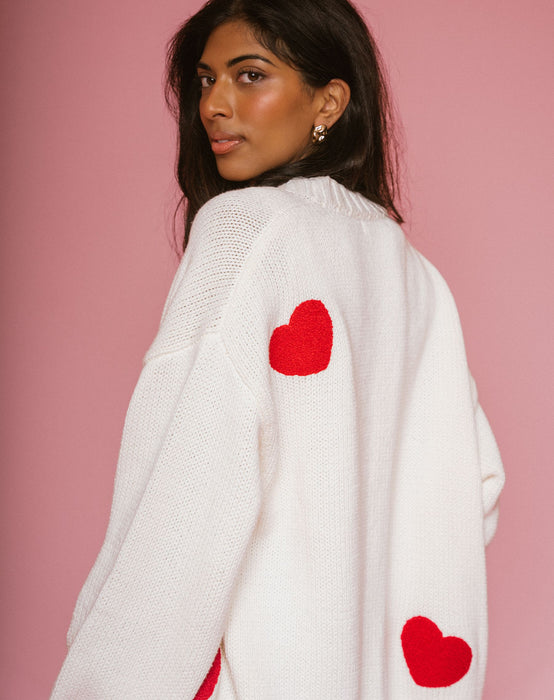 Audrey All Over Heart Oversized Cardigan