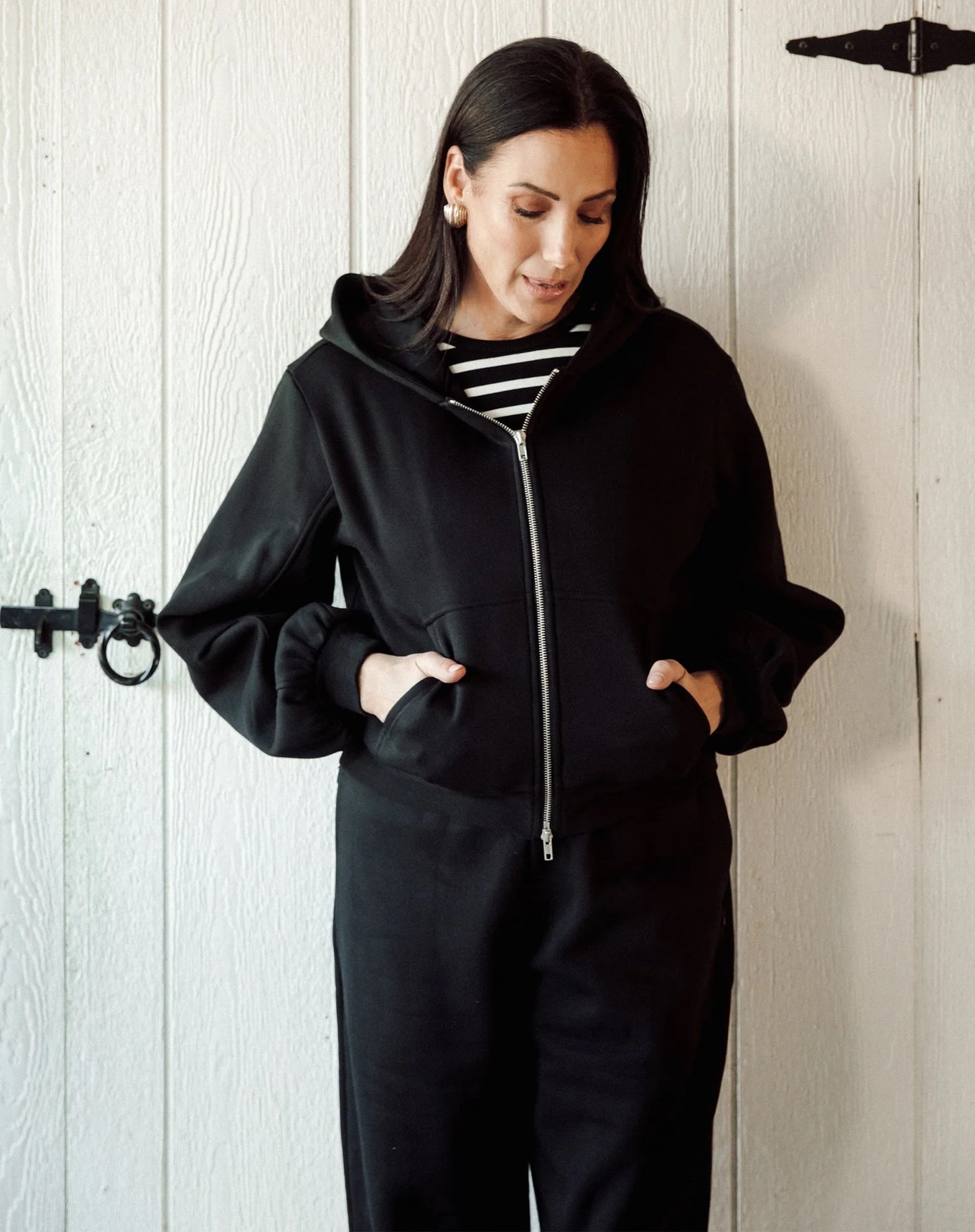 Brunette the Label Bubble Zip Up Hoodie - Black