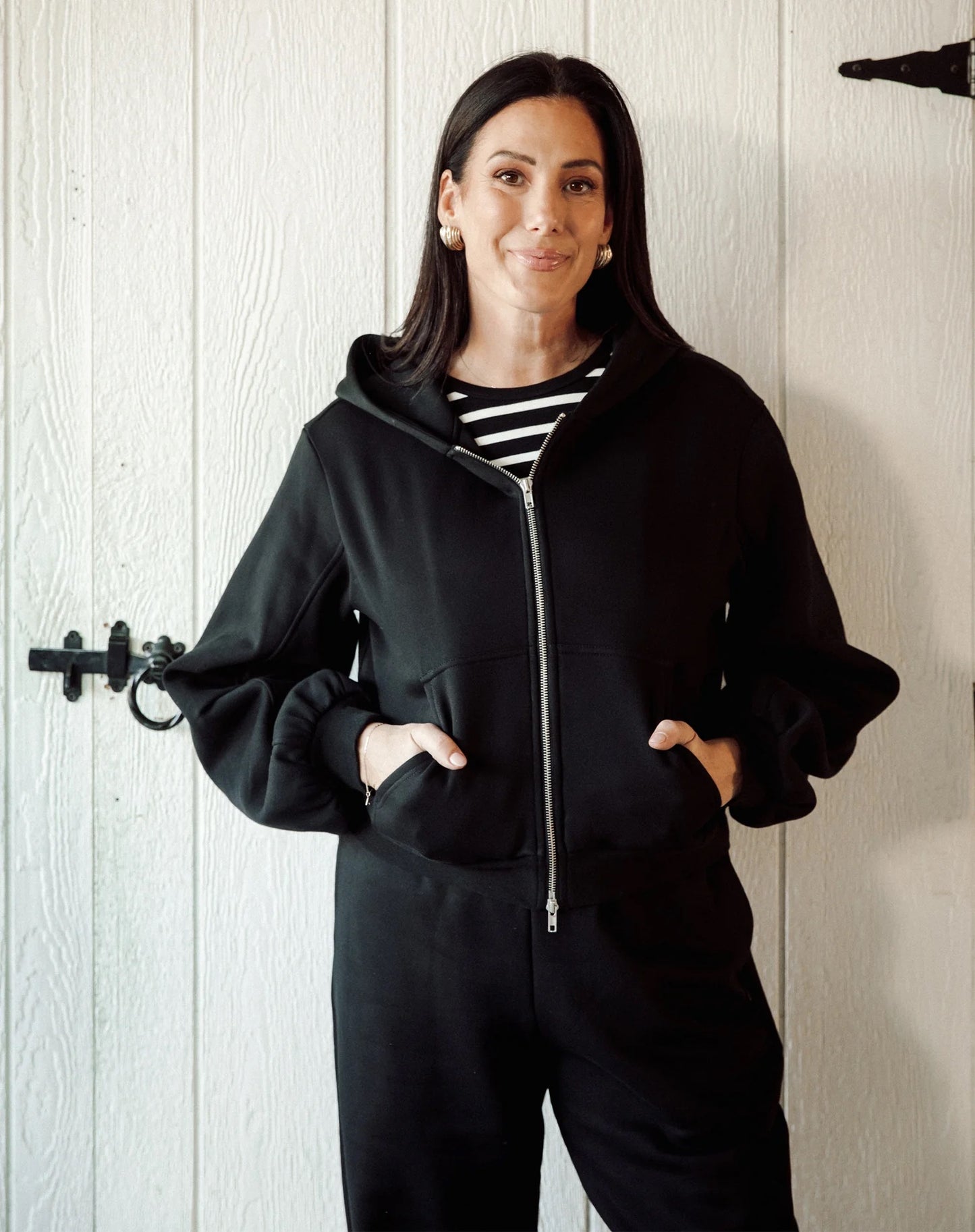 Brunette the Label Bubble Zip Up Hoodie - Black