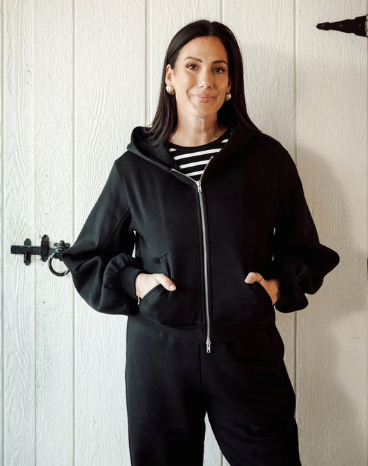 Brunette the Label Bubble Zip Up Hoodie - Black