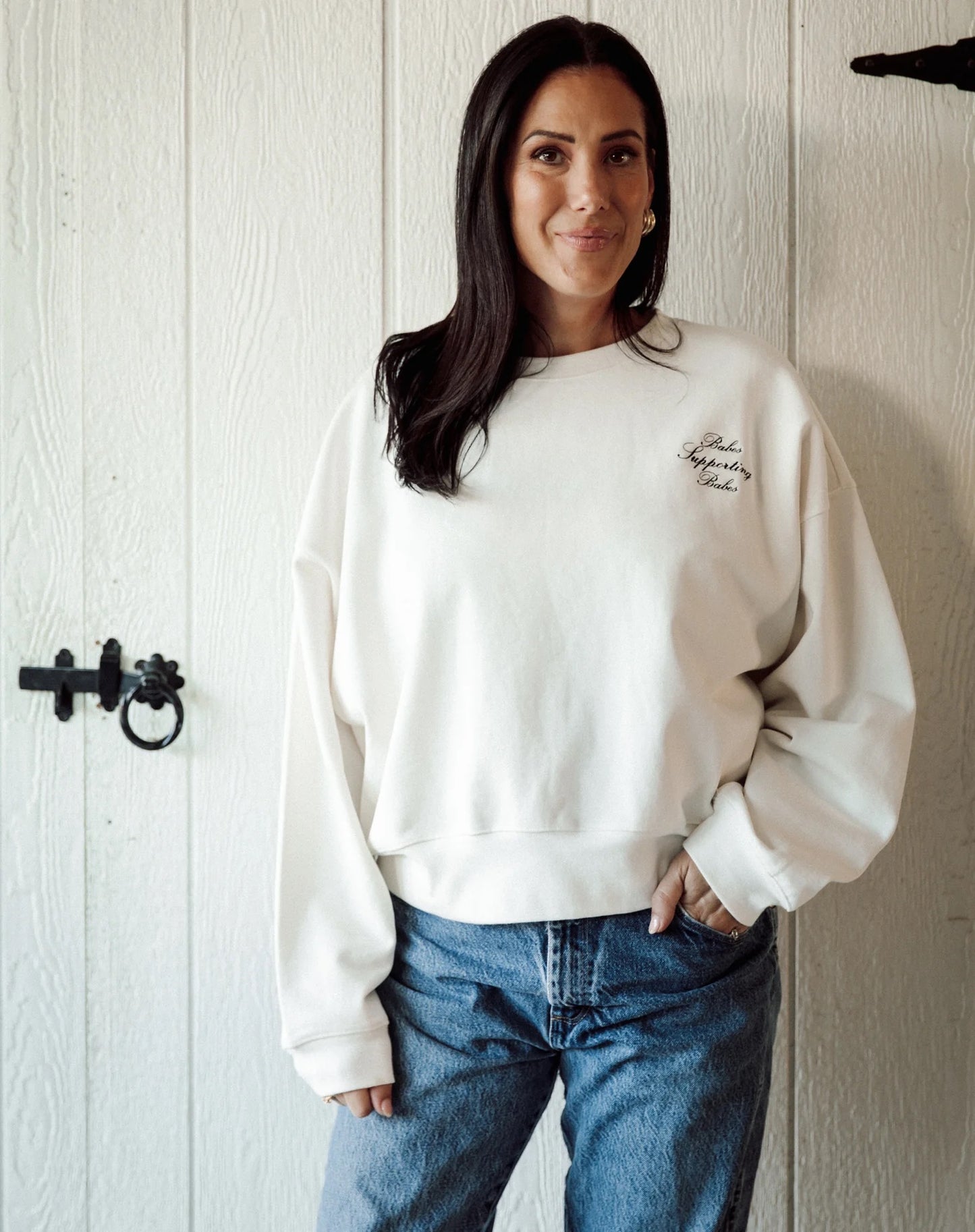 Brunette the Label 'Babes Supporting Babes' Girlfriend Crew - Cream