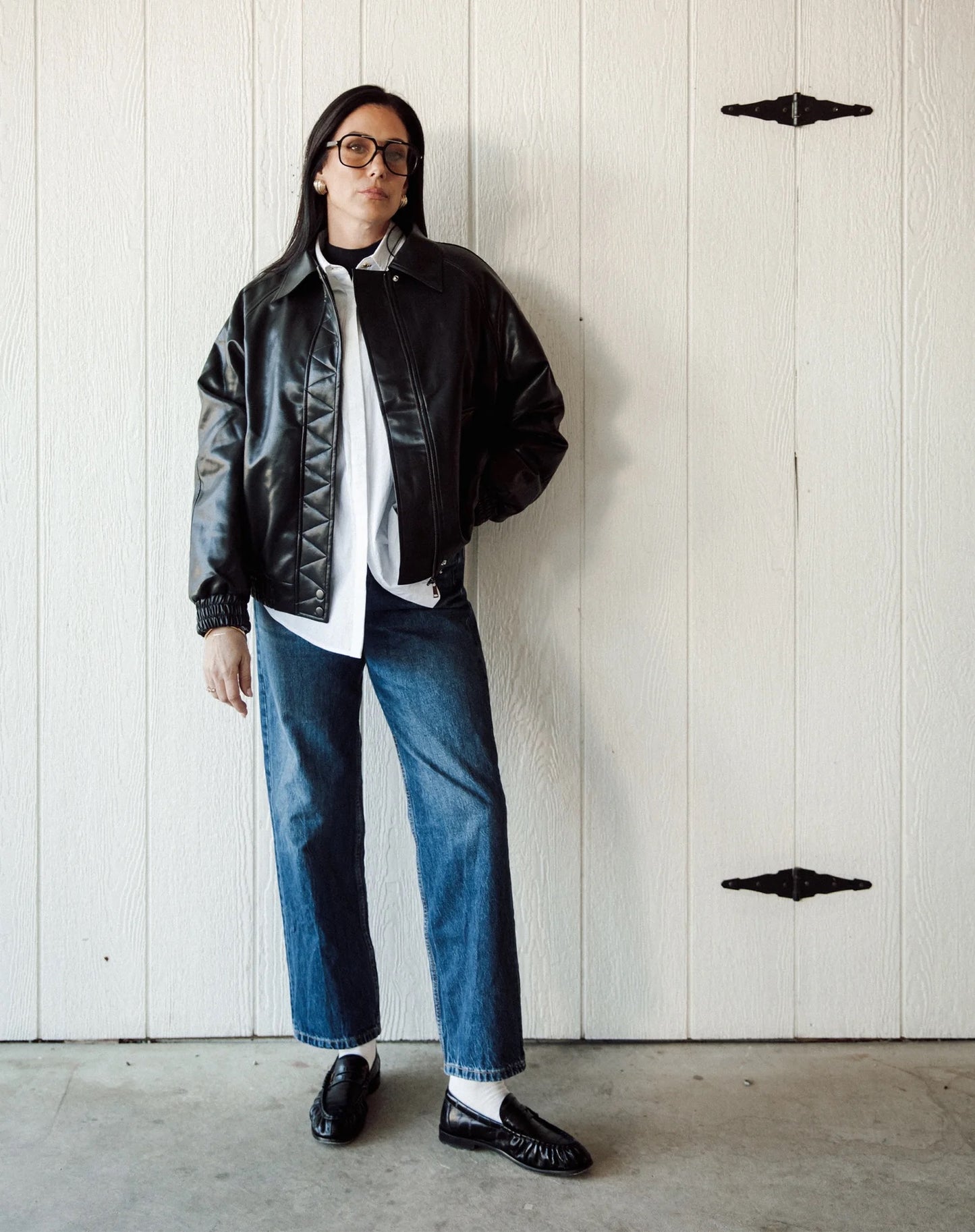 Brunette the Label Christine Oversized Bomber - Black