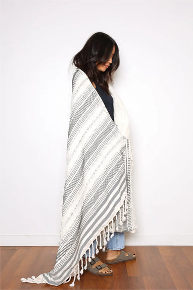 Tofino Towel Co. Opehelia Throw Blanket - Black Stripe