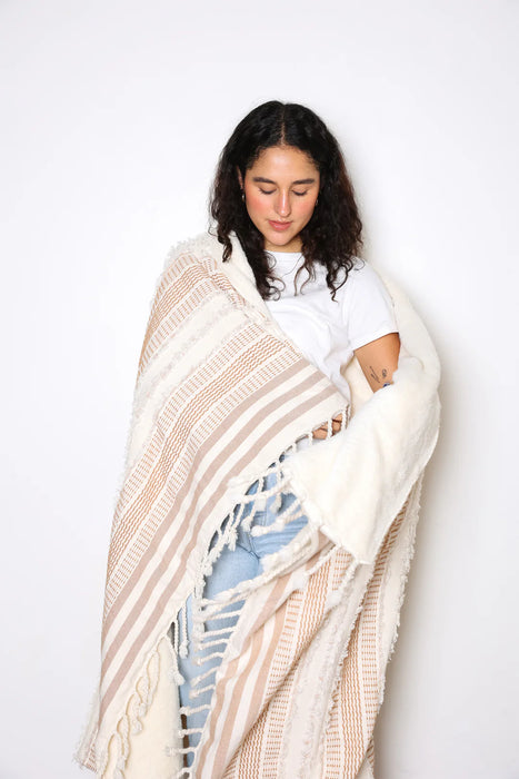 Tofino Towel Co. Opehelia Throw Blanket - Camel Stripe