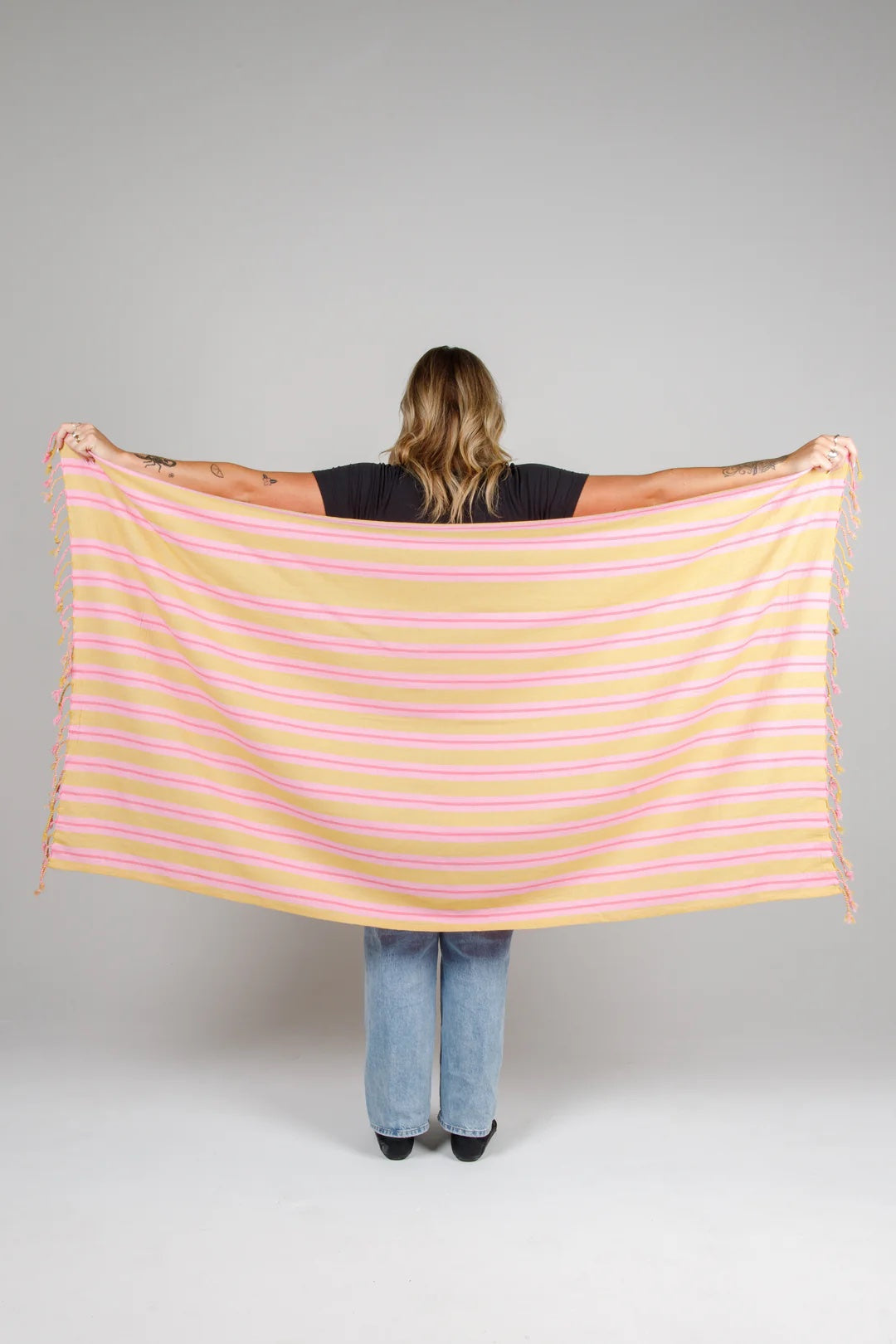 Tofino Towel Co. The Mistral Stripe Tassel Towel - Sunset Mix