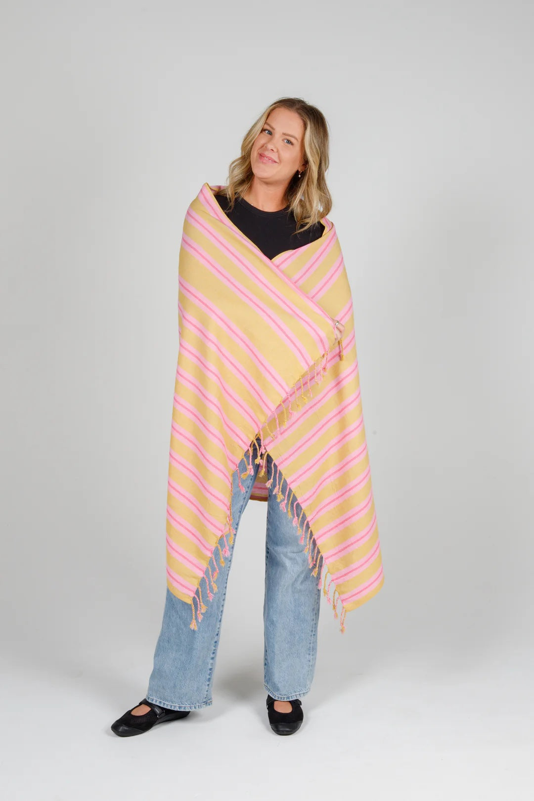 Tofino Towel Co. The Mistral Stripe Tassel Towel - Sunset Mix