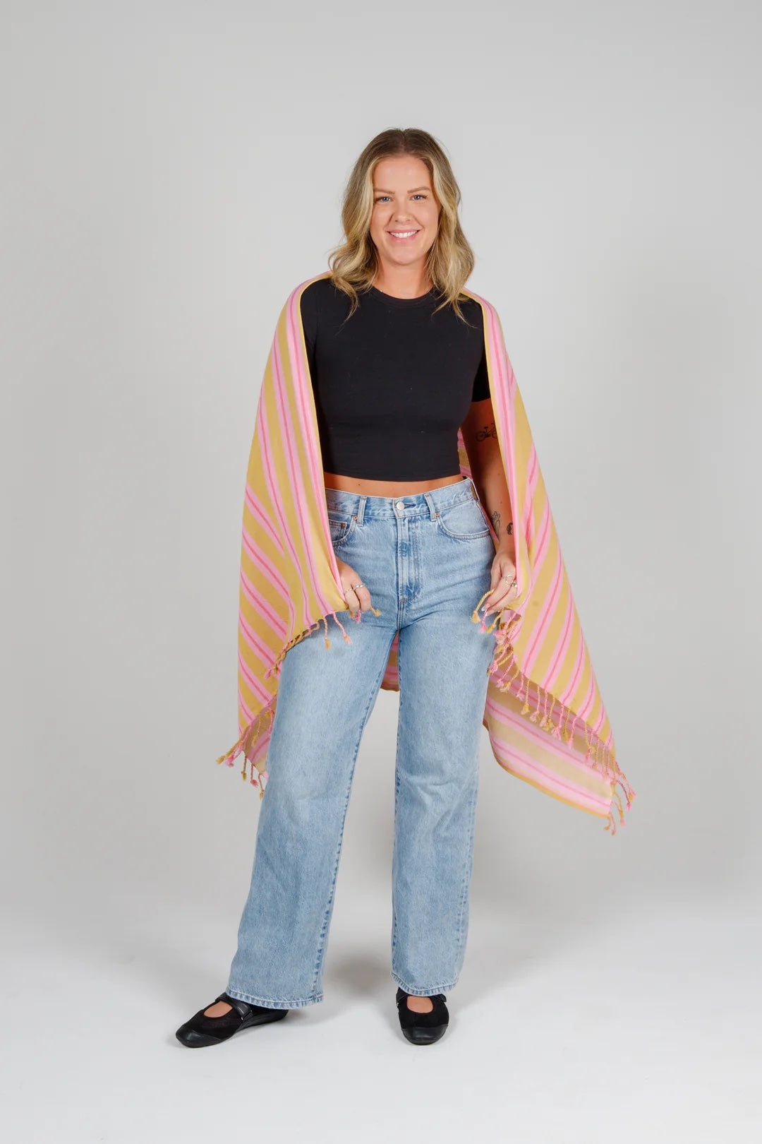 Tofino Towel Co. The Mistral Stripe Tassel Towel - Sunset Mix