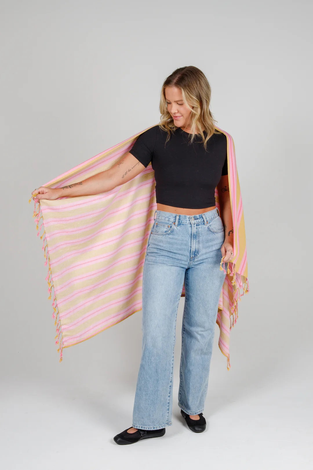 Tofino Towel Co. The Mistral Stripe Tassel Towel - Sunset Mix