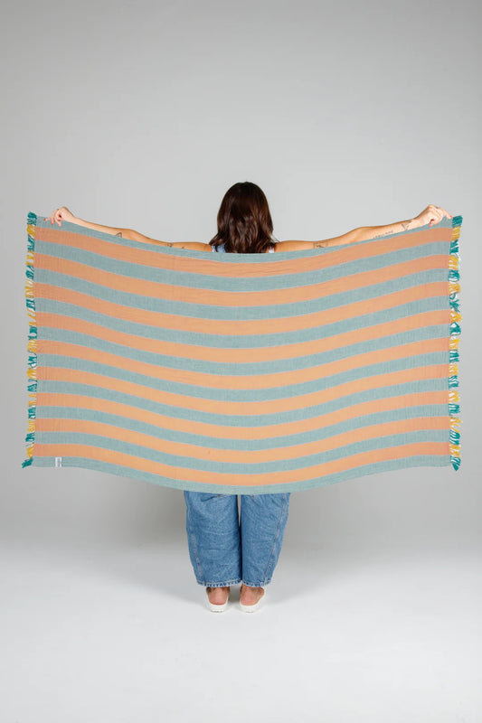 Tofino Towel Co. The Banks Stripe Gauze Muslin Turkish Towel - Mint Mix