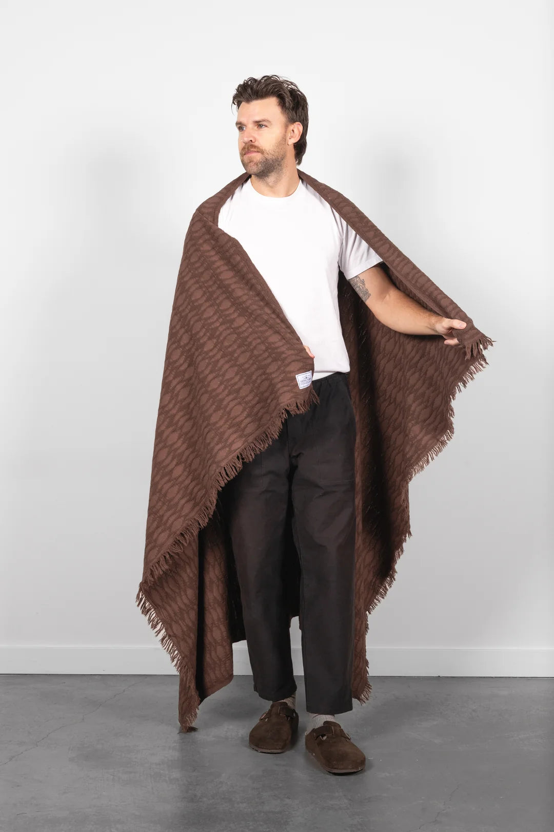 Tofino Towel Co. The Arnell Ikat Weave Lightweight Throw - Chocolate