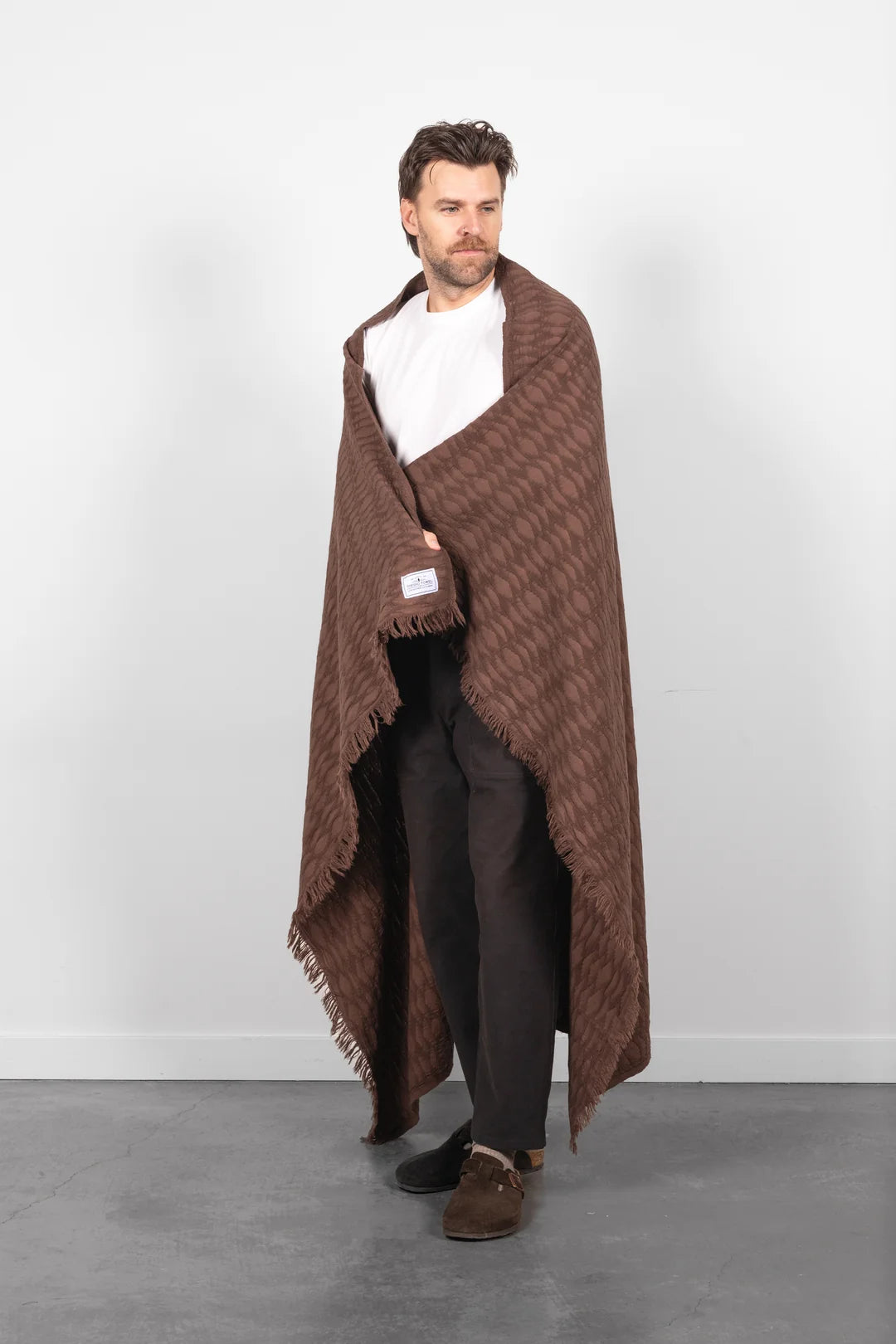 Tofino Towel Co. The Arnell Ikat Weave Lightweight Throw - Chocolate