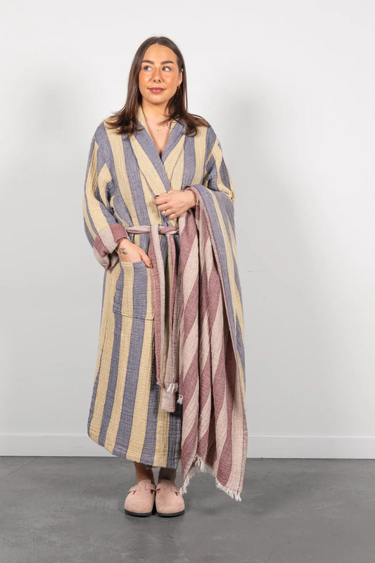 Tofino Towel Co. The Cascade Stripe Unisex Robe - Navy Mix