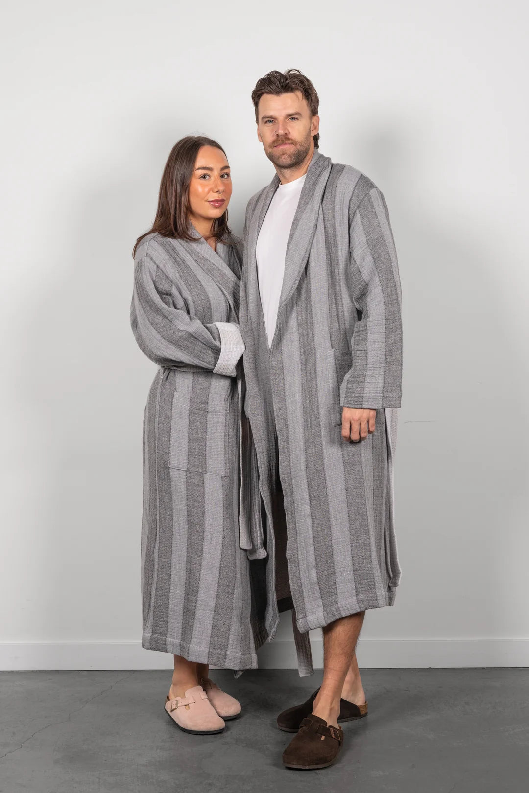 Tofino Towel Co. The Cascade Stripe Unisex Robe - Grey Mix