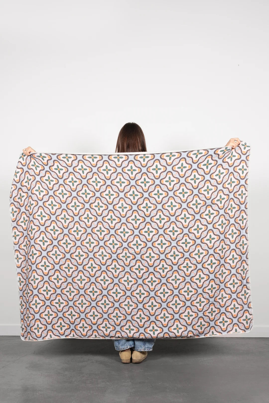 Tofino Towel Co. The Mosaic Block Print Sherpa Lined Throw