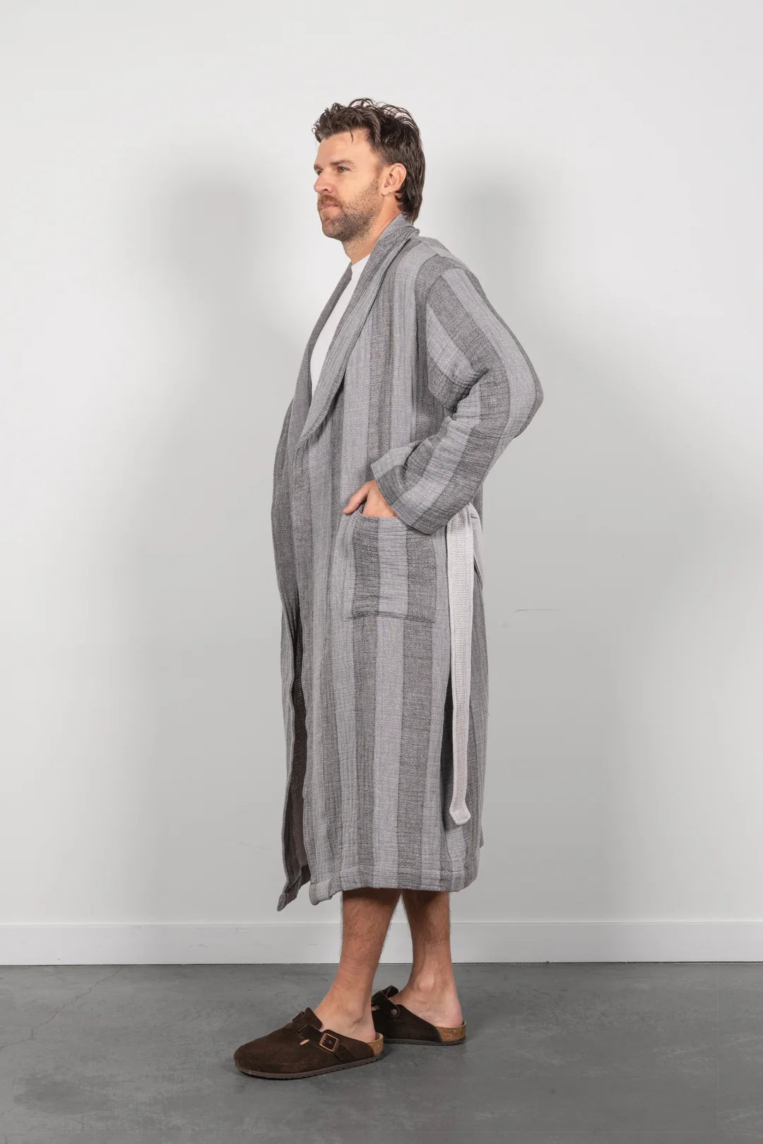 Tofino Towel Co. The Cascade Stripe Unisex Robe - Grey Mix