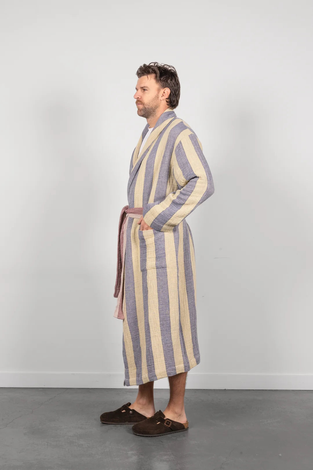 Tofino Towel Co. The Cascade Stripe Unisex Robe - Navy Mix