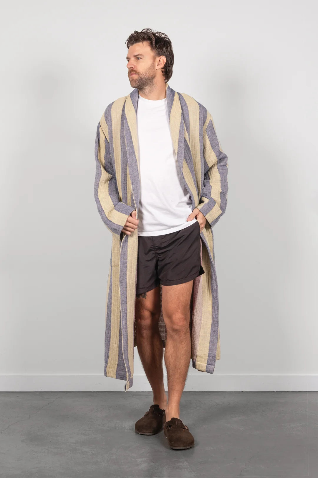 Tofino Towel Co. The Cascade Stripe Unisex Robe - Navy Mix