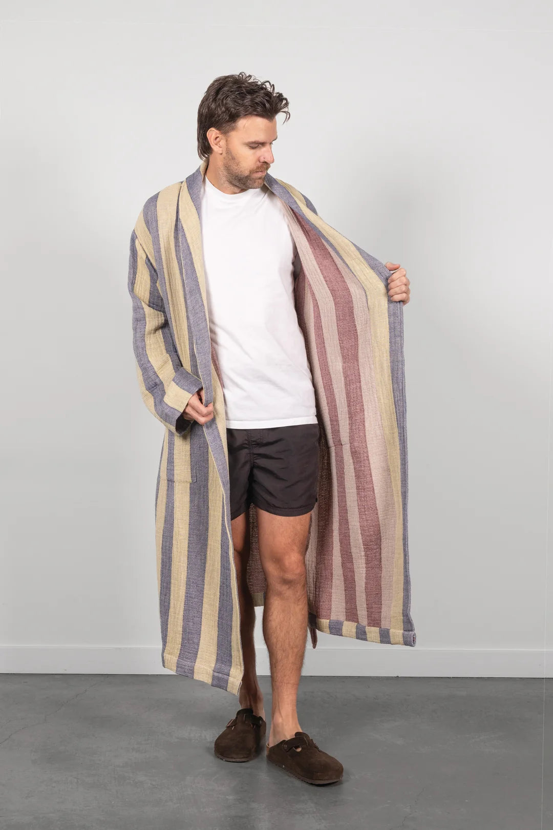 Tofino Towel Co. The Cascade Stripe Unisex Robe - Navy Mix