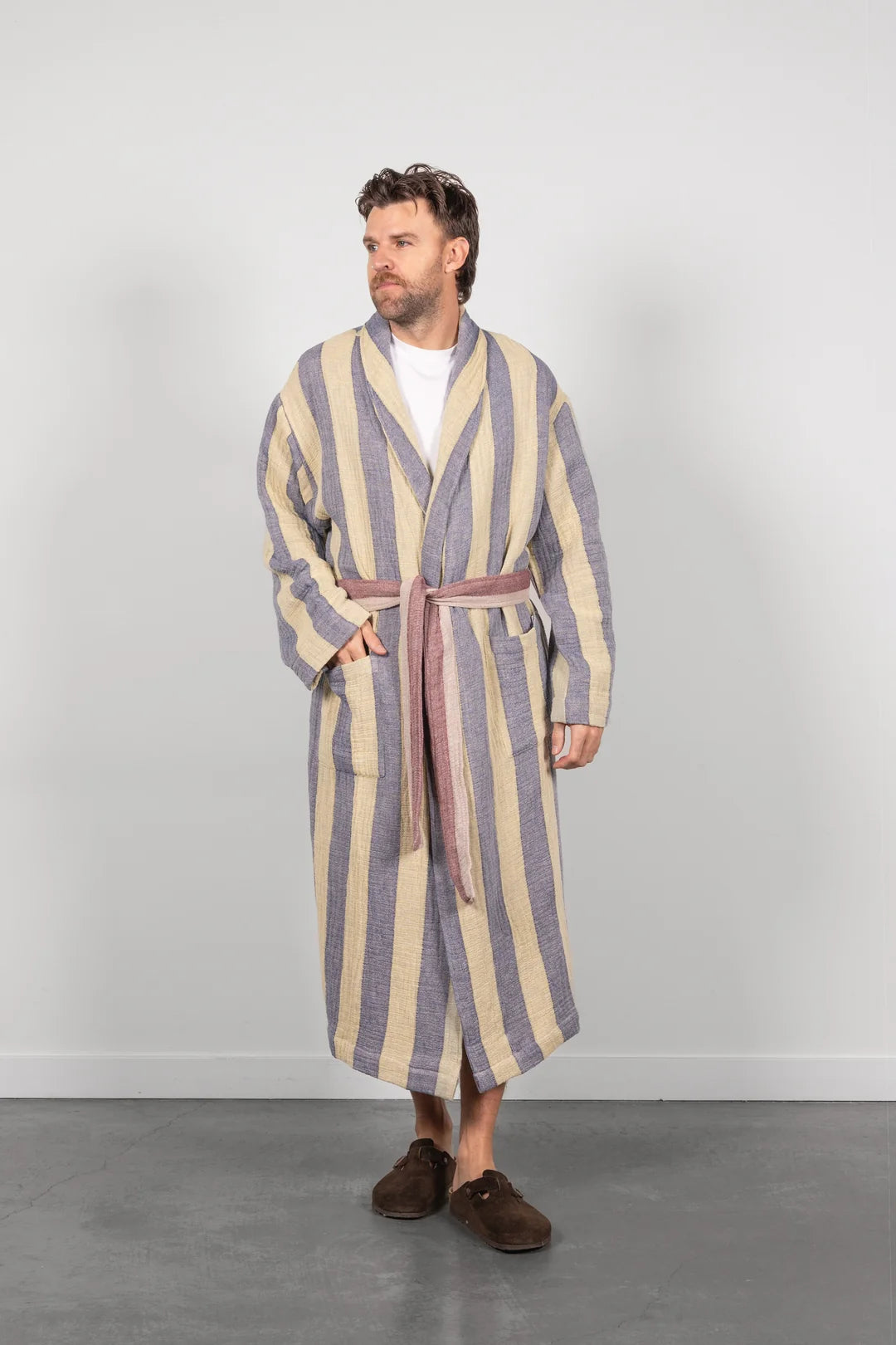 Tofino Towel Co. The Cascade Stripe Unisex Robe - Navy Mix