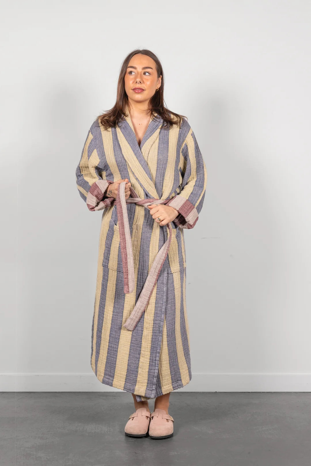 Tofino Towel Co. The Cascade Stripe Unisex Robe - Navy Mix